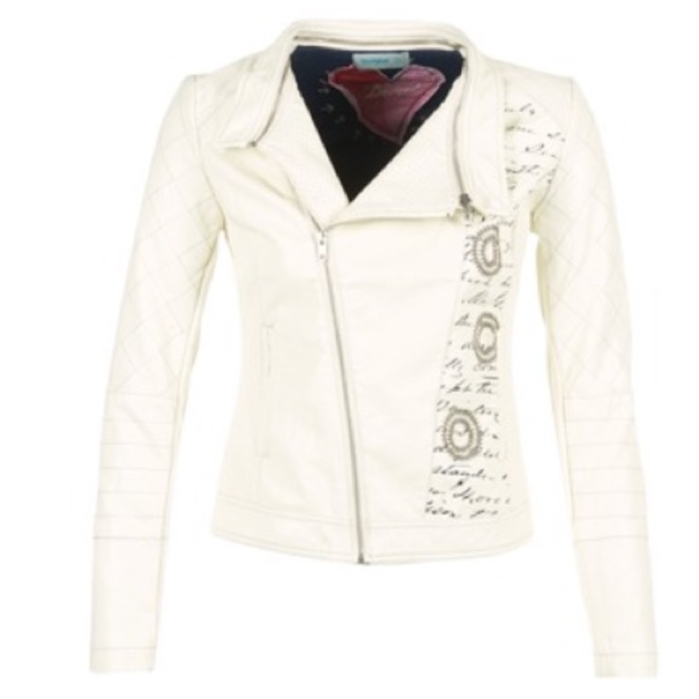 Desigual White Leather Jacker